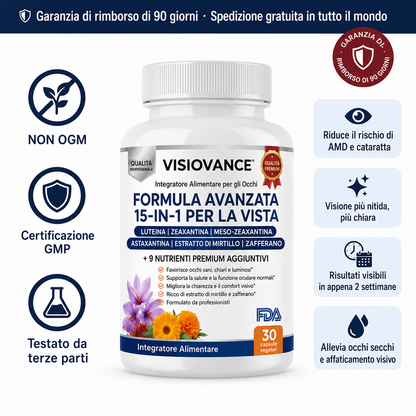 VisioVance Formula Avanzata 15 in 1 per la Salute degli Occhi